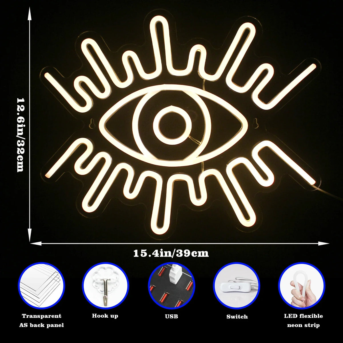 Eyes 5V USB LED neon sign – Warm White