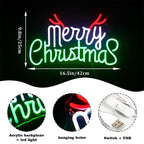 Green Red Merry Christmas 5V USB LED neon sign