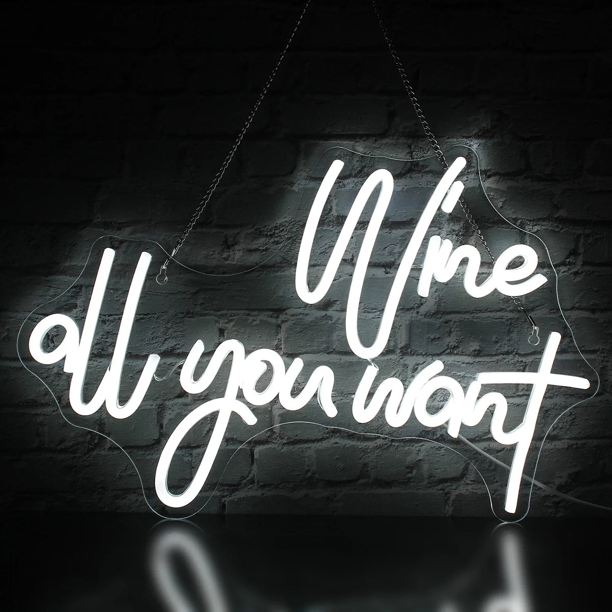 Wine all you want 5V USB LED neon sign – White