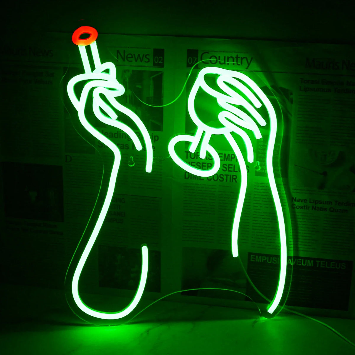Enseigne néon LED USB 5 V Fumée et boisson — 32 × 40 cm