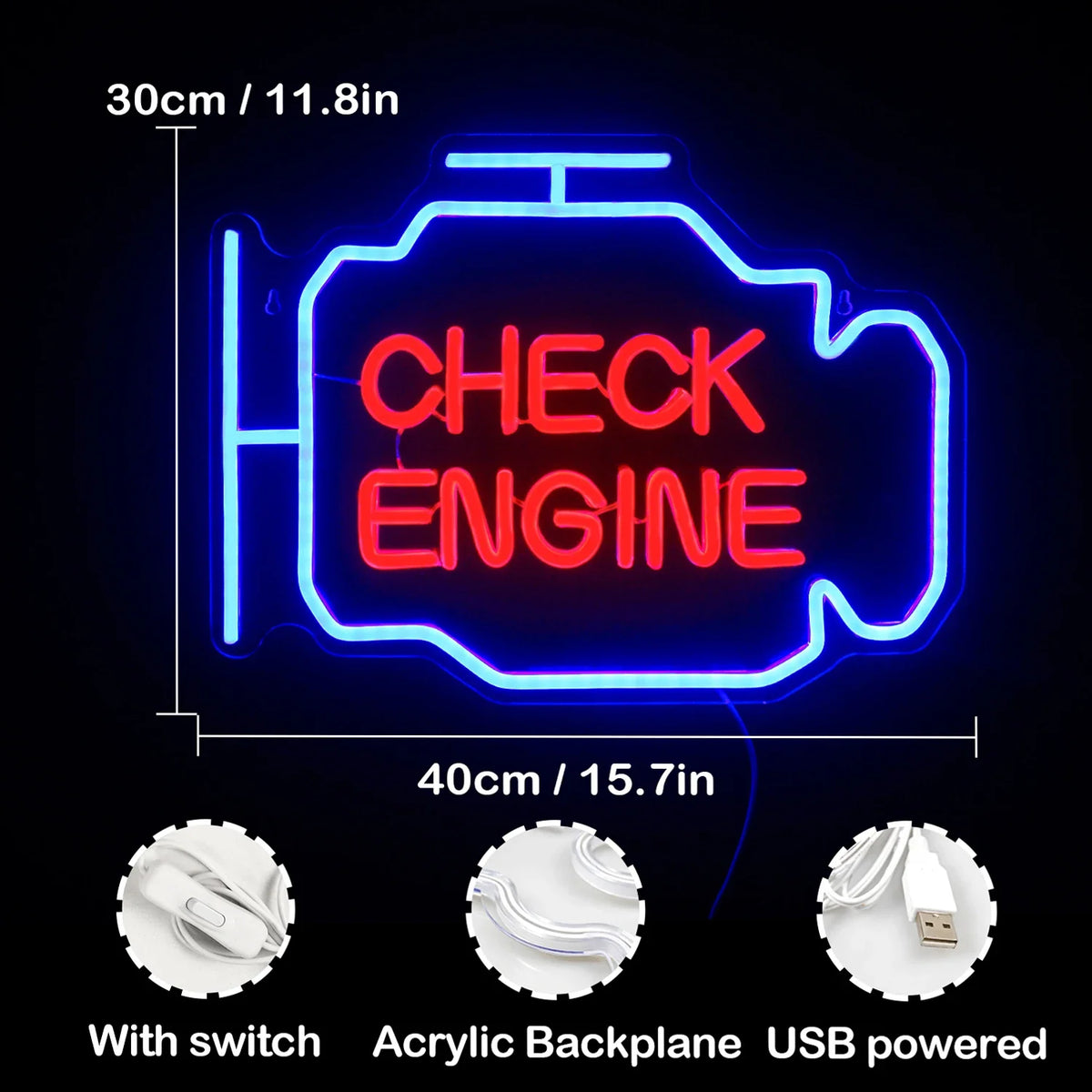 Check Engine 5V USB LED neon sign
