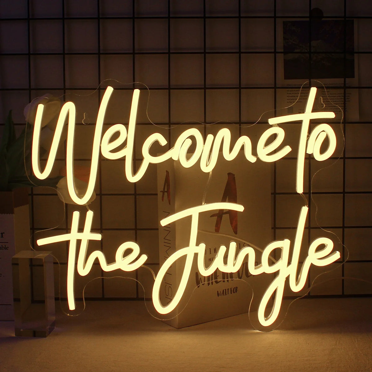 Enseigne néon LED USB 5 V Welcome to the Jungle — 39 × 31 cm