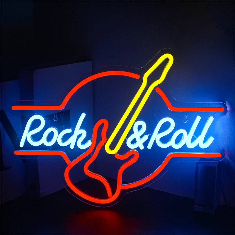 Guitar Rock & Roll 5V USB LED neon sign – 42X32cm