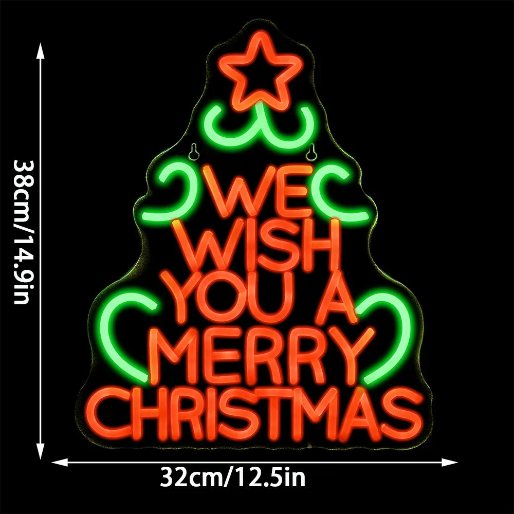 We Wish You A Merry Christmas 5V USB LED neon sign – 32X38cm