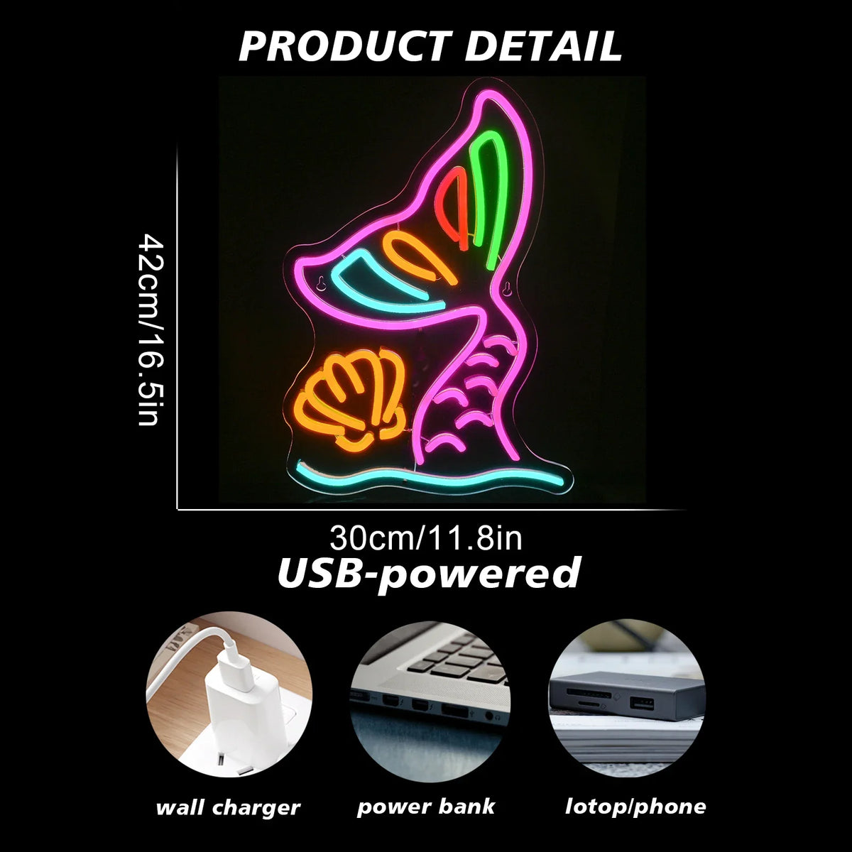 Mermaid Tails 5V USB LED neon sign