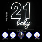 21 Baby Happy Birthday 5V USB LED neon sign