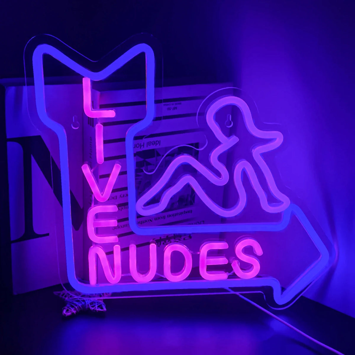Enseigne néon LED USB 5 V Silhouette féminine « Live Nudes » — 34 × 32 cm