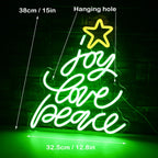 Joy Love Peace Christmas Tree 5V USB LED neon sign