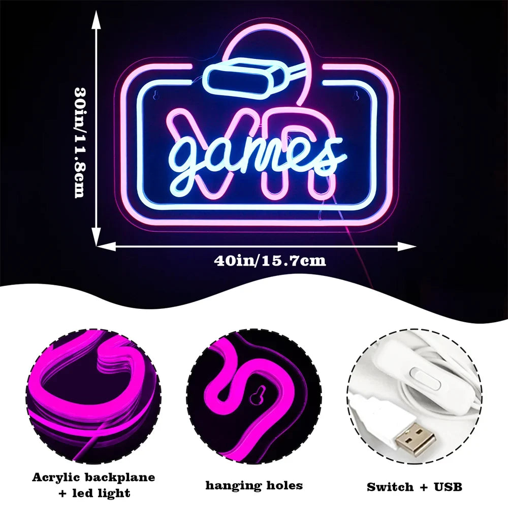 VR Game 5V USB LED neon sign