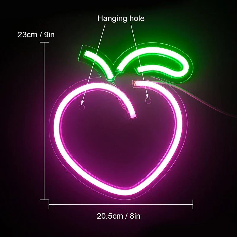 Enseigne néon LED USB 5 V Pêche — peach