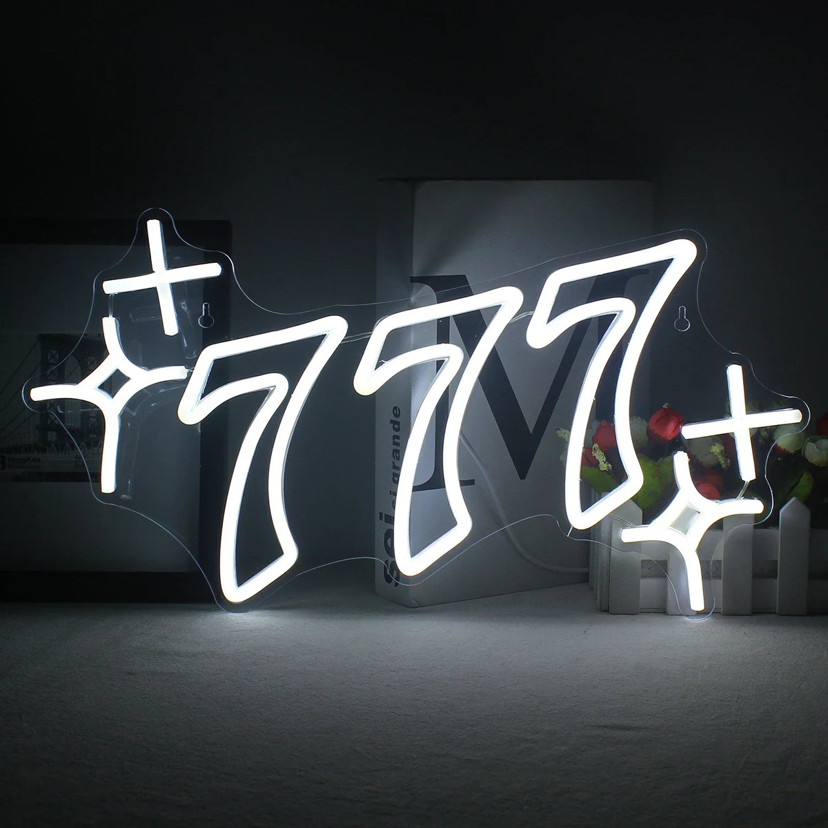 Lucky Number 777 5V USB LED neon sign – White