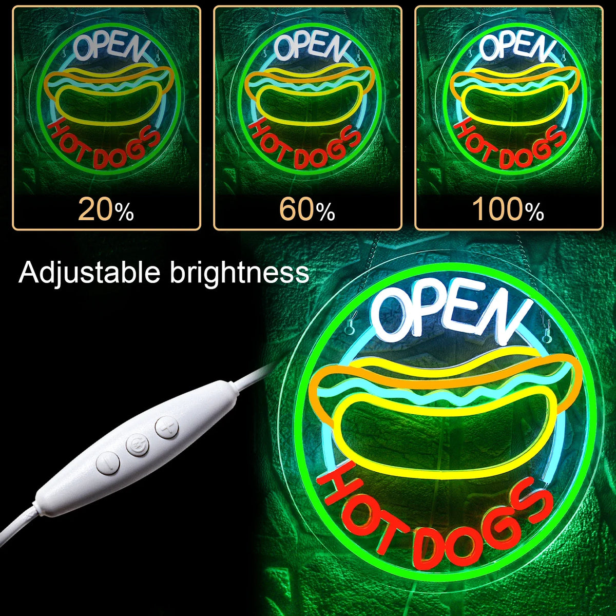 Open Hot Dogs 5V USB LED neon sign