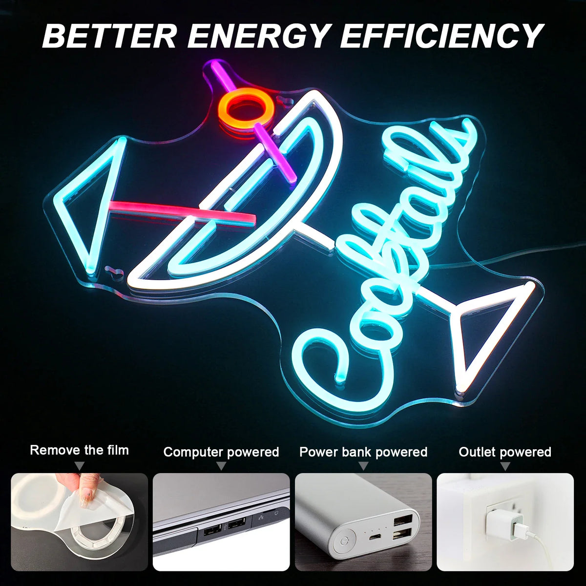 Cocktails 5V USB LED neon sign