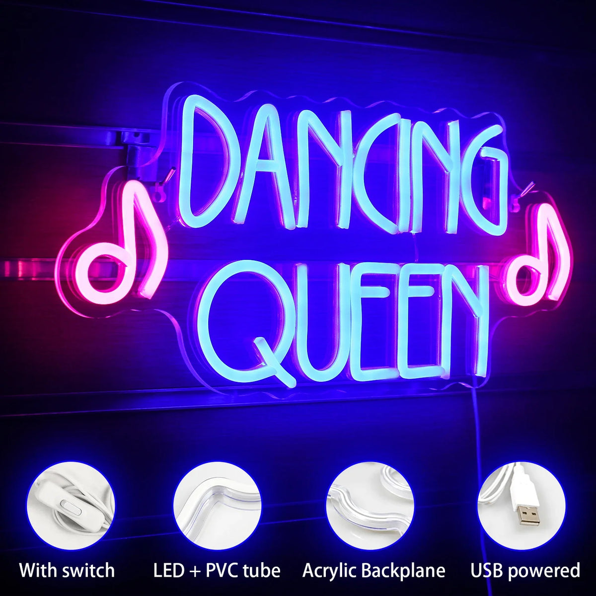 Enseigne néon LED USB 5 V Dancing Queen