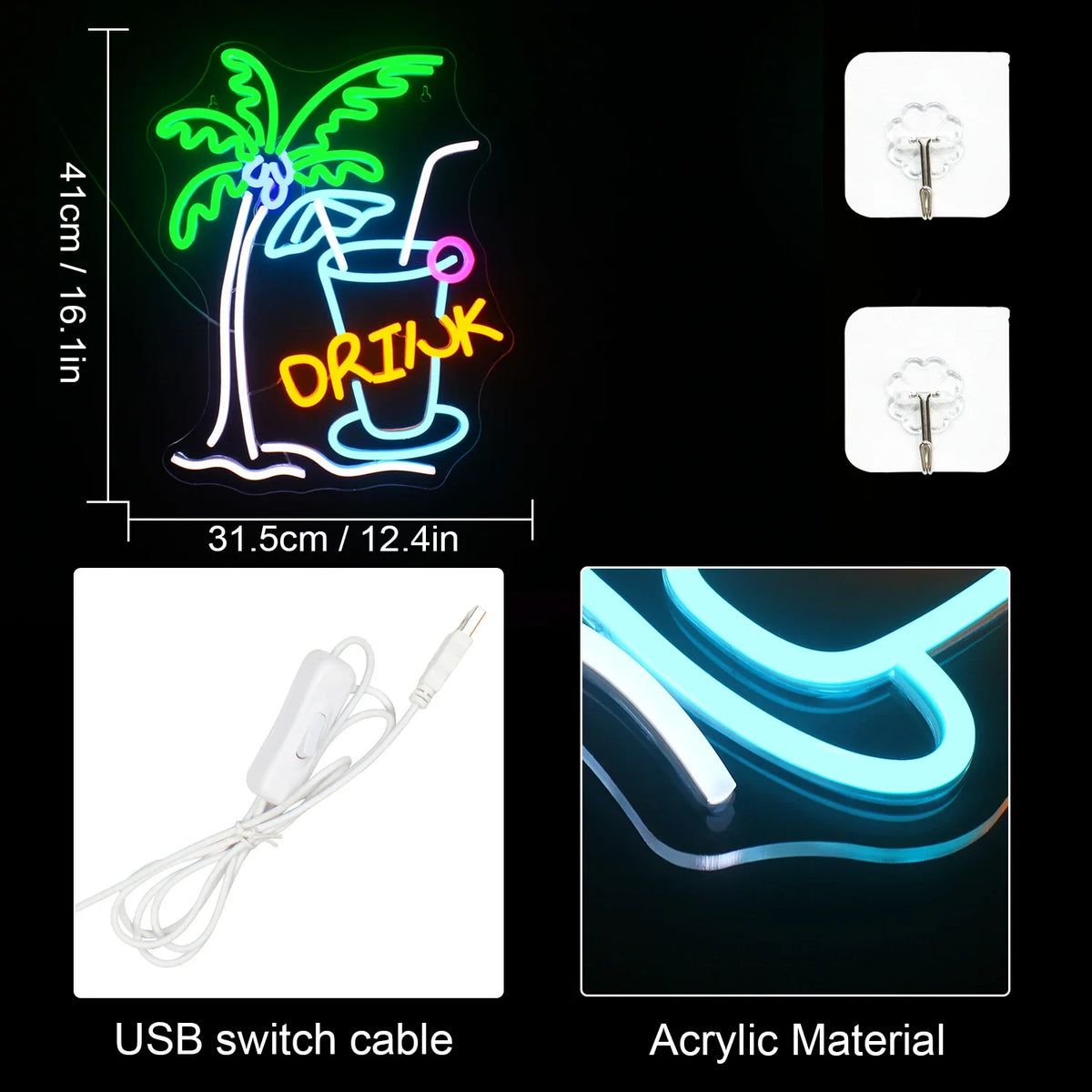 Beach Drink 5V USB LED neon sign