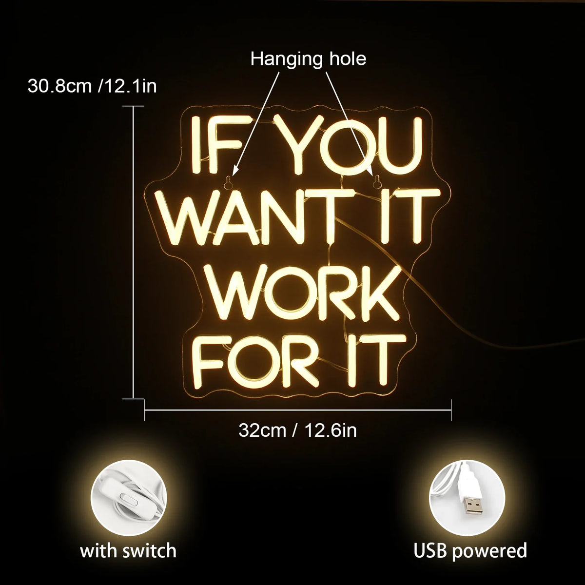 if you want it work for it 5V USB LED neon sign