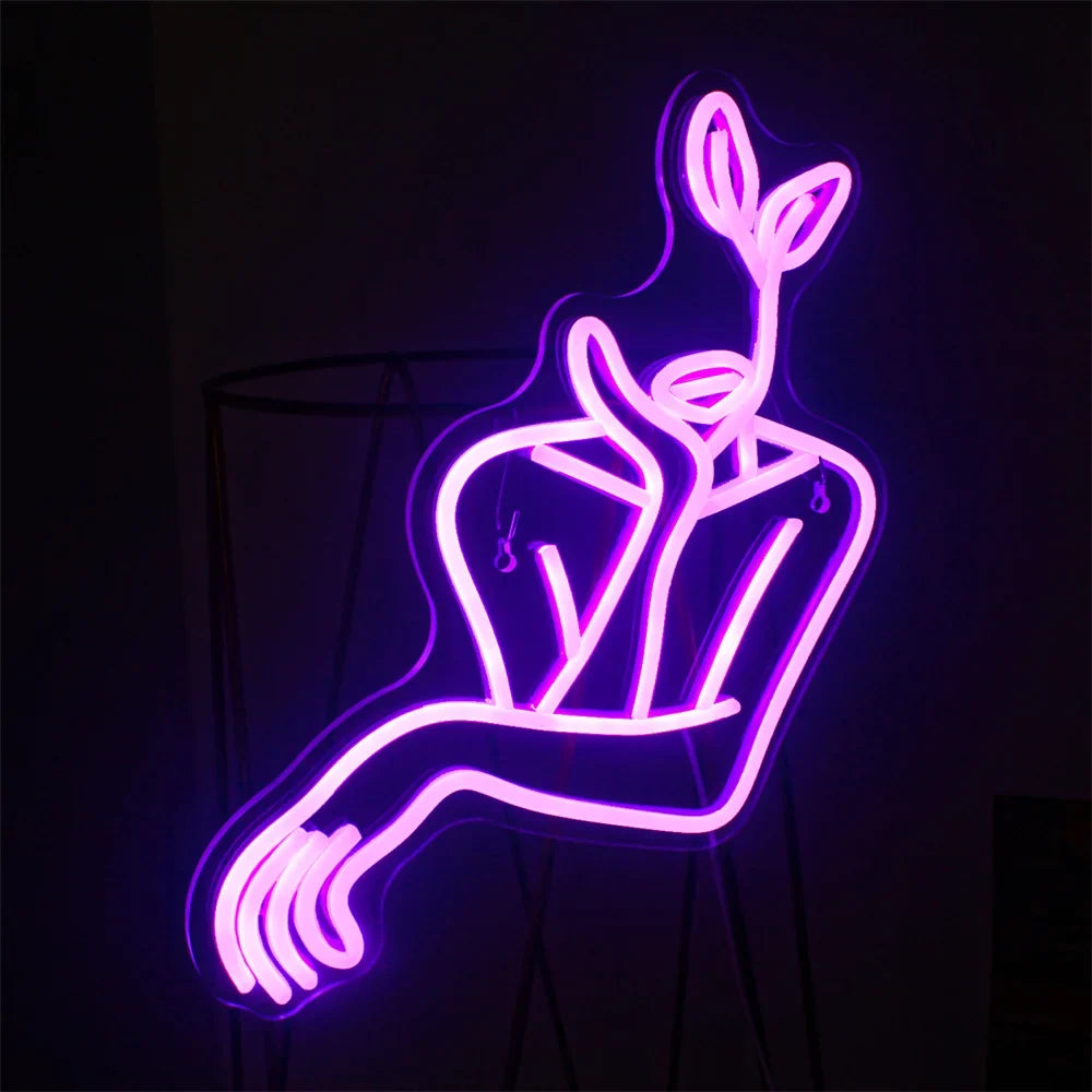 Woman Line Art 5V USB LED neon sign
