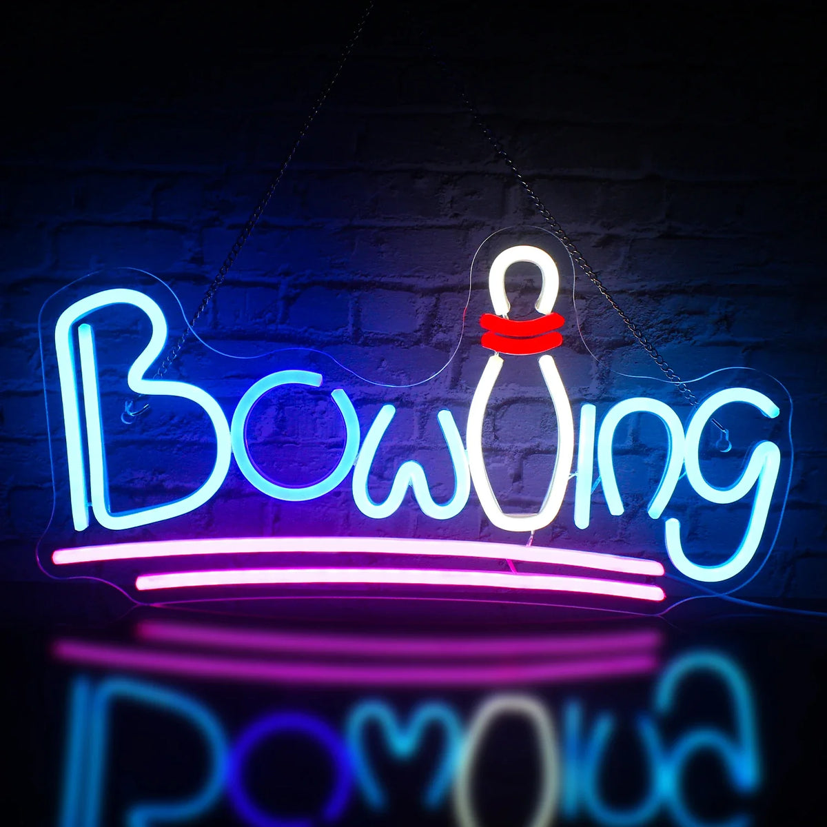 Bowling 5V USB LED neon sign – blue