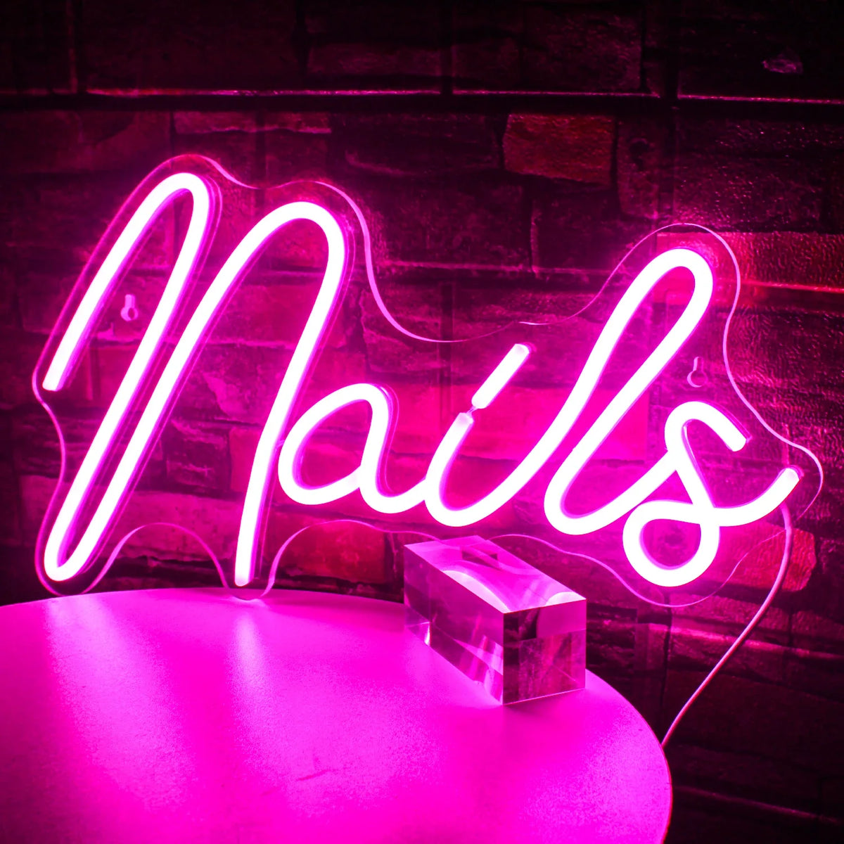 Enseigne néon LED USB 5 V Nails — rose 40 × 23 cm