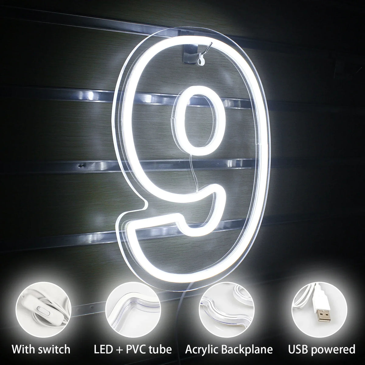 Birthday 0–9 Digital Numbers 5V USB LED neon sign