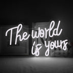 Enseigne néon LED USB 5 V The World Is Yours — blanc 42 × 25,5 cm