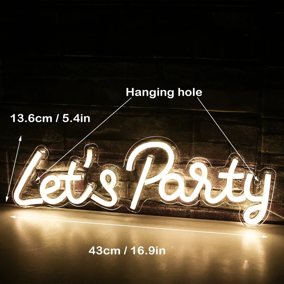 Let's Party 5V USB LED neon sign