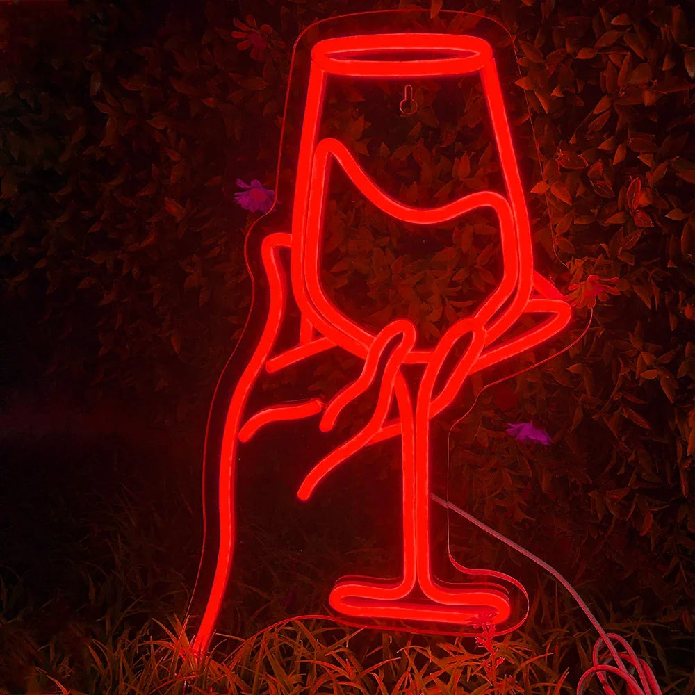 Red Wine Glass 5V USB LED neon sign – Red