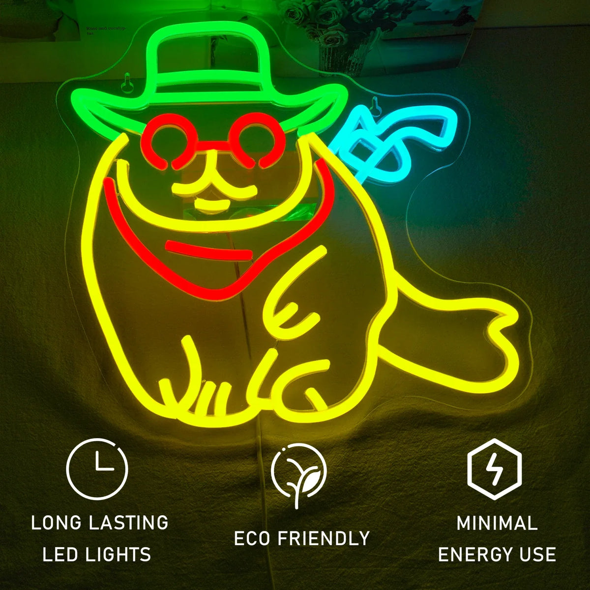 Cowboy Cat 5V USB LED neon sign