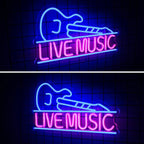 Enseigne néon LED USB 5 V Guitare « Live Music »