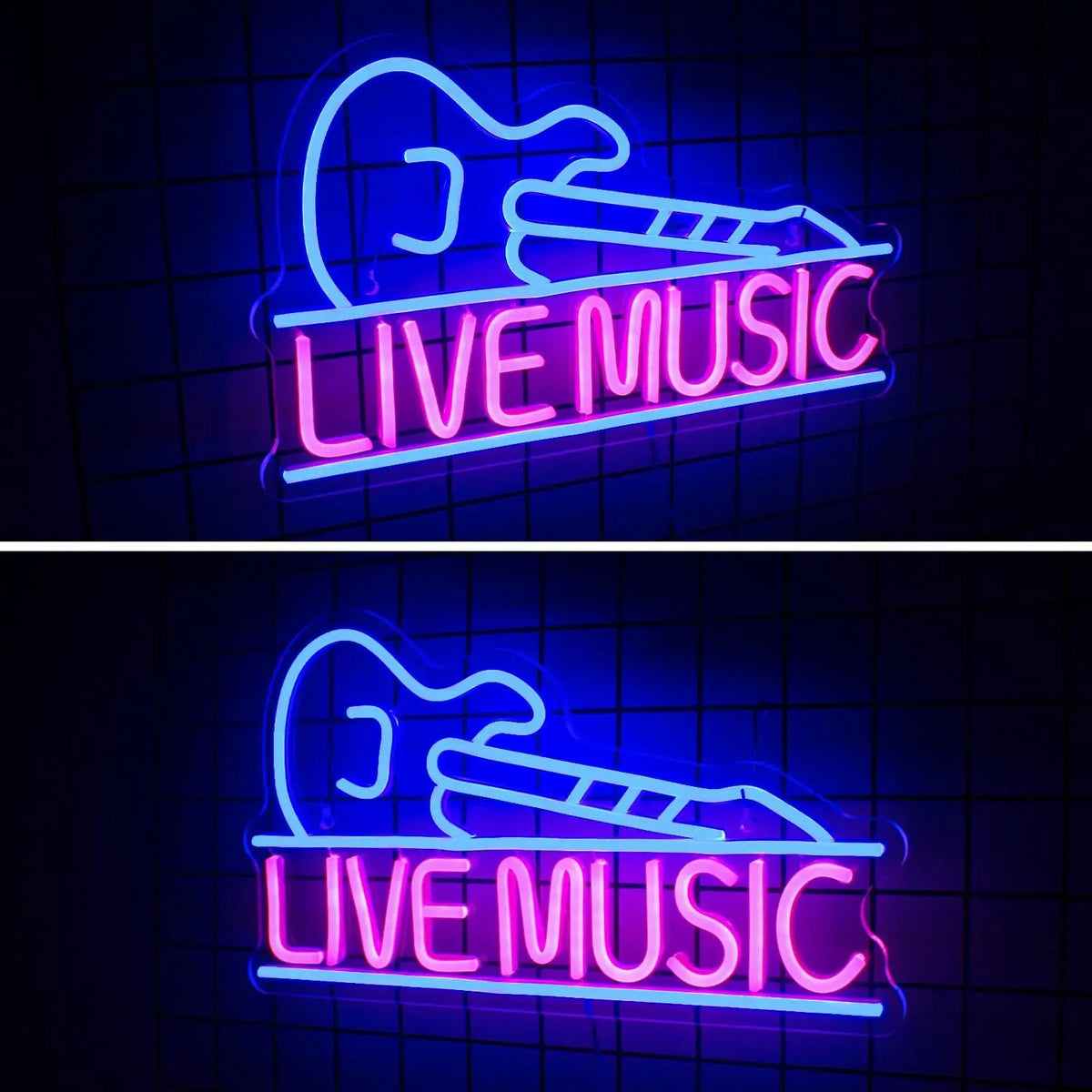 Enseigne néon LED USB 5 V Guitare « Live Music »