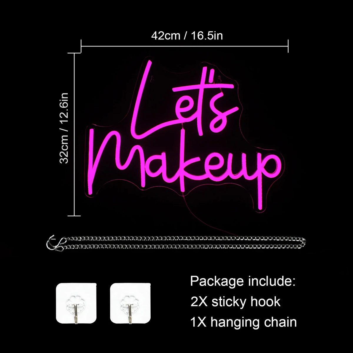 Enseigne néon LED USB 5 V Let's Makeup
