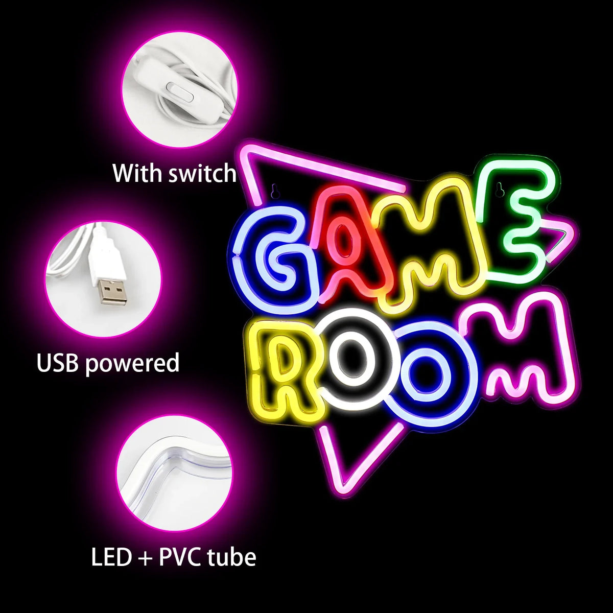 Game Room 5V USB LED neon sign