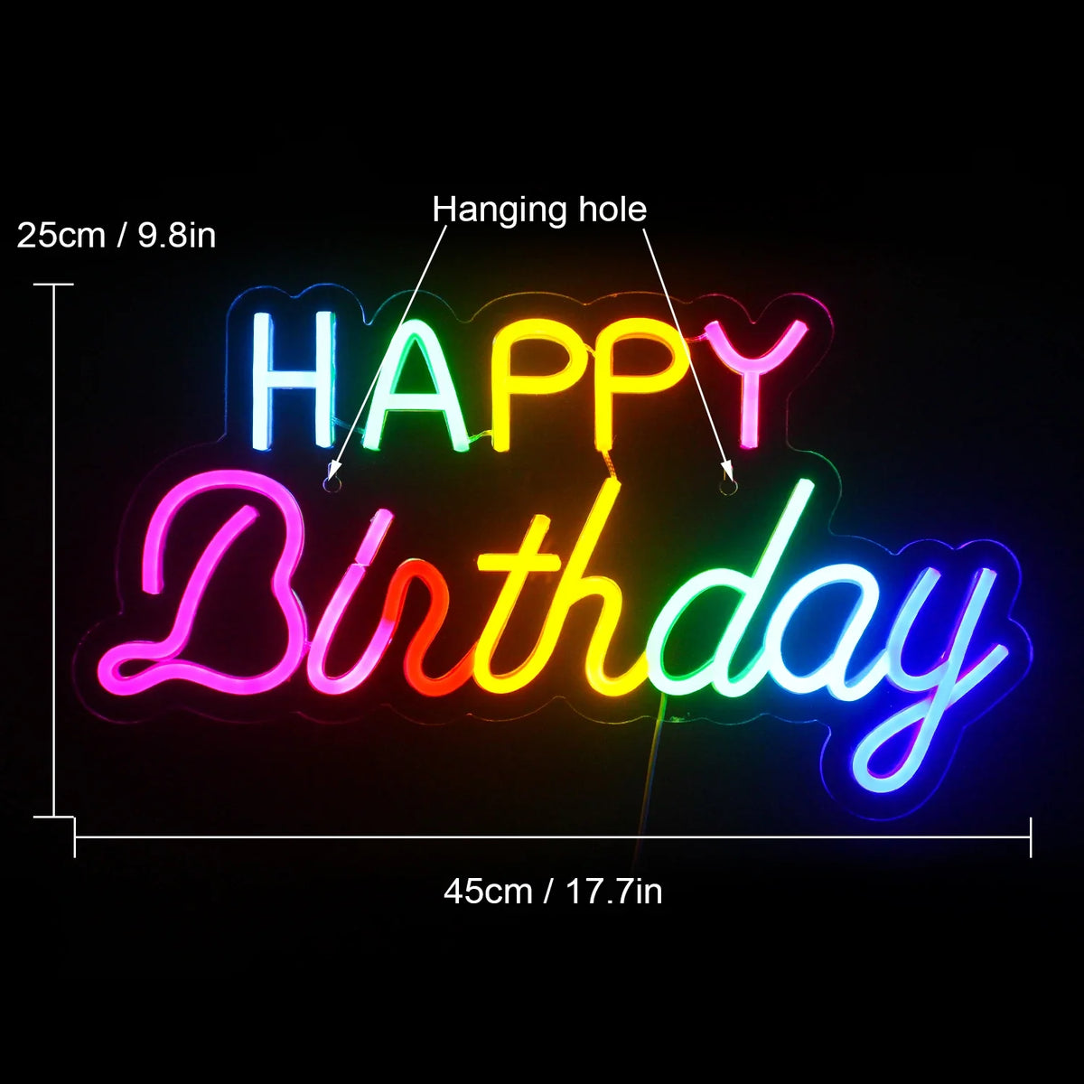 Enseigne néon LED USB 5 V Happy Birthday