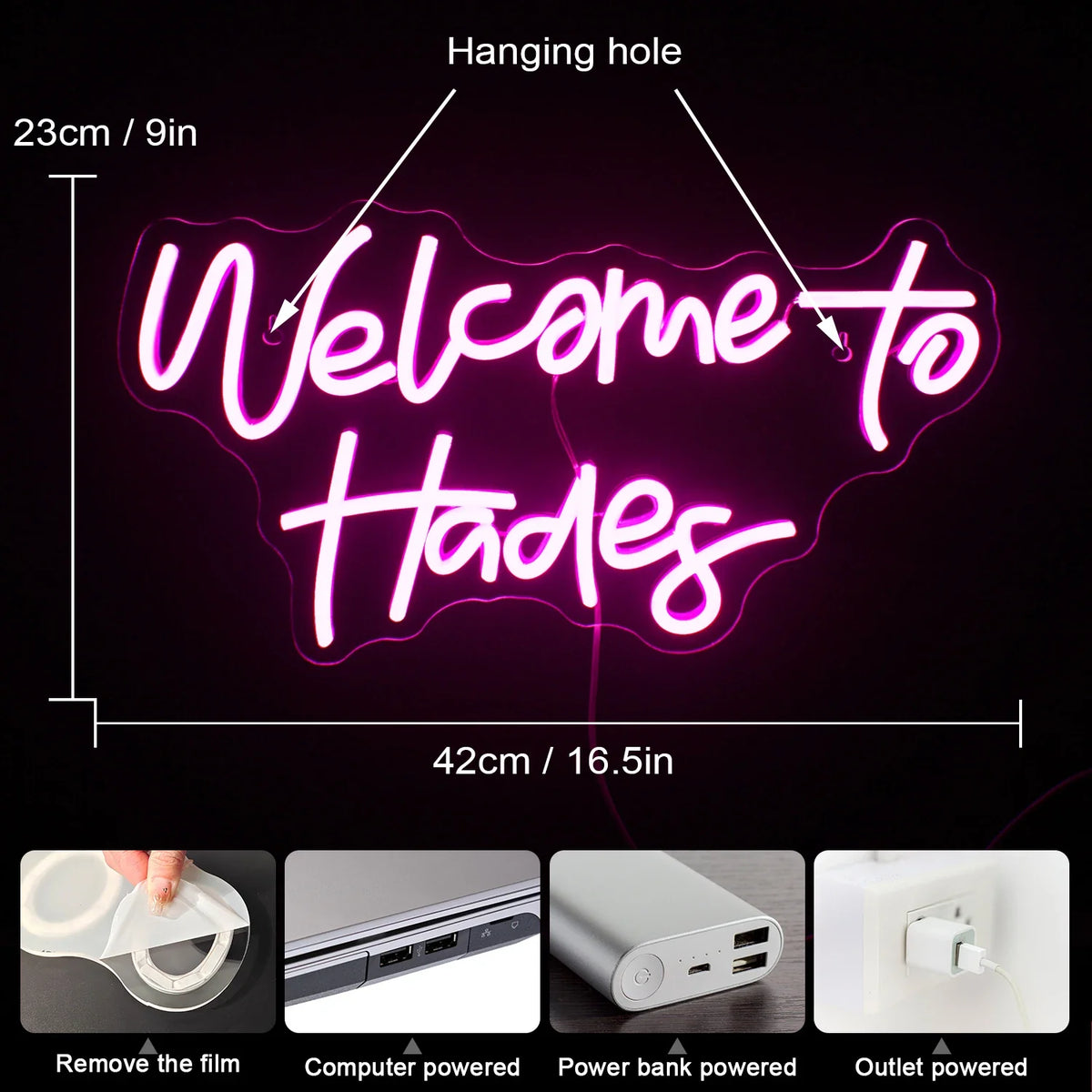 Welcome to Hades 5V USB LED neon sign