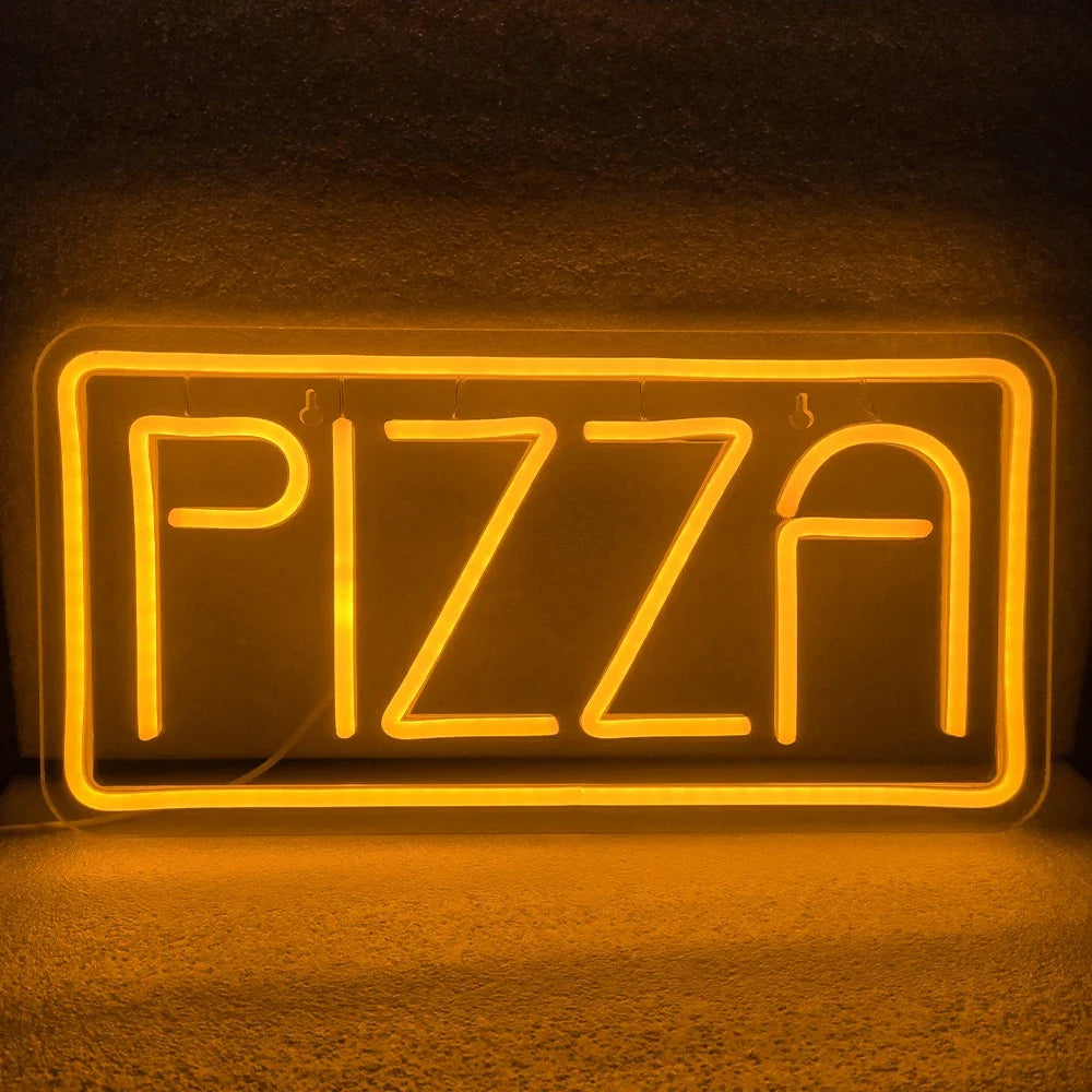 Enseigne néon LED USB 5 V PIZZA — jaune doré
