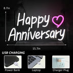 Happy Anniversary 5V USB LED neon sign
