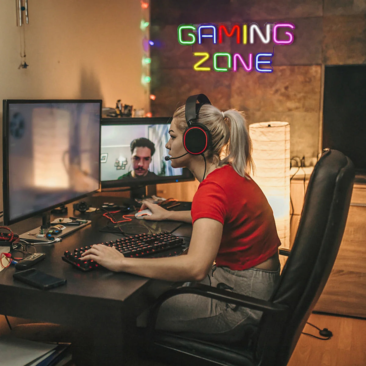 Enseigne néon LED USB 5 V Colourful Gaming Zone