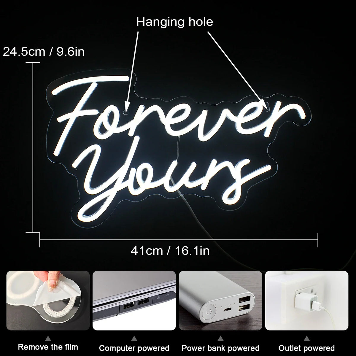 Forever Yours 5V USB LED neon sign