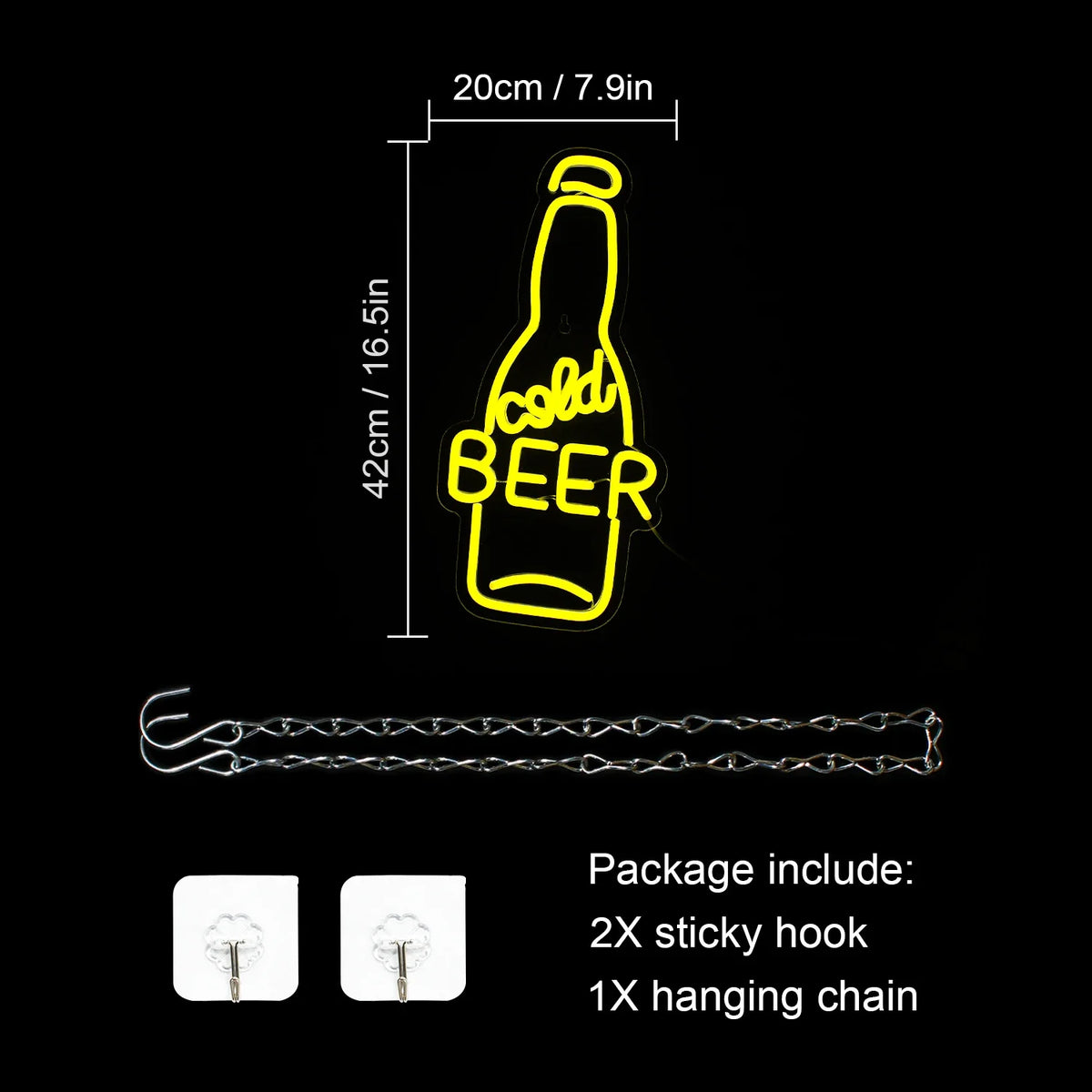 Enseigne néon LED USB 5 V Bouteille « Cold Beer »