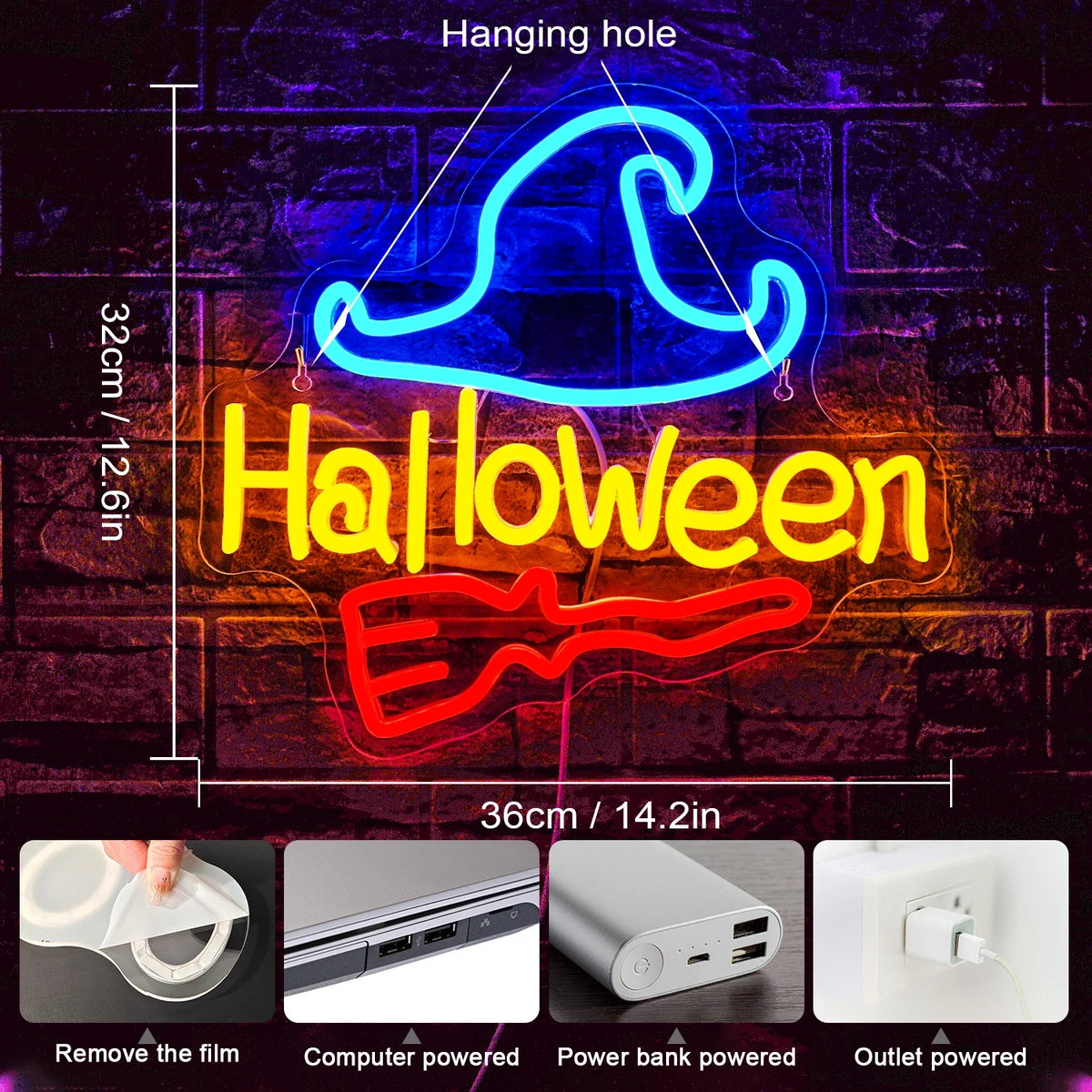 Enseigne néon LED USB 5 V Halloween