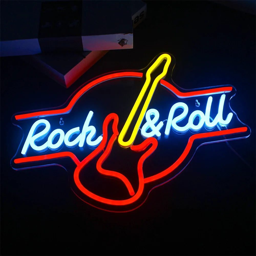 Guitar Rock & Roll 5V USB LED neon sign