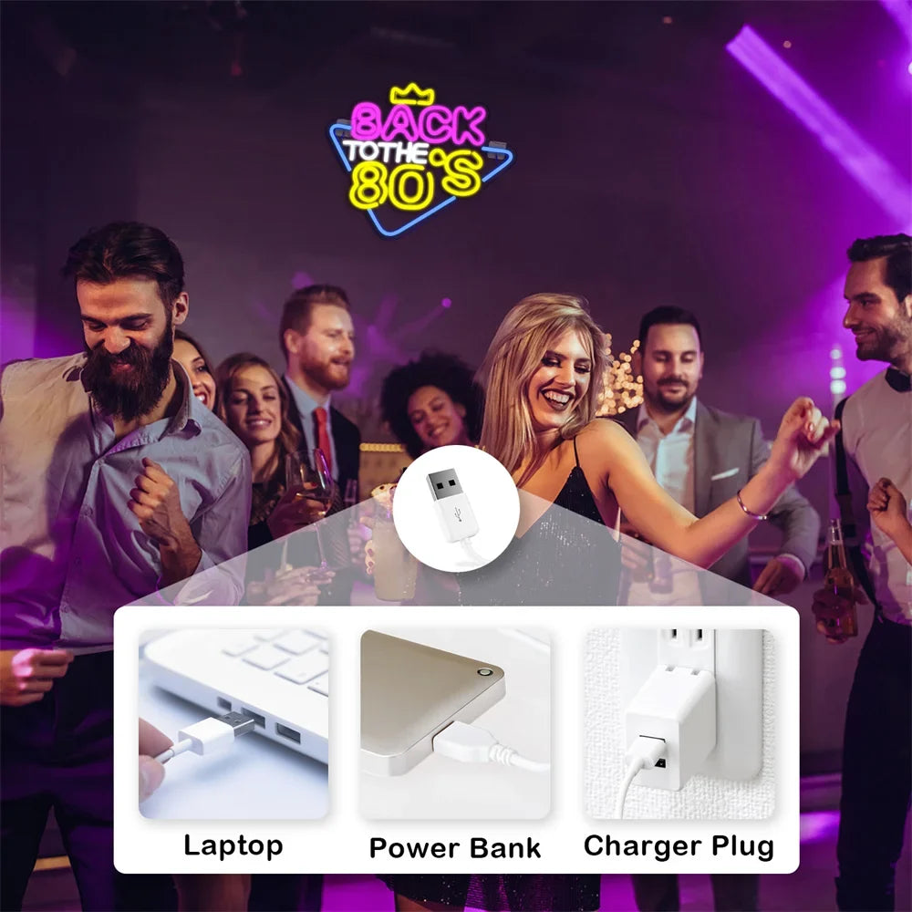 Back to the 80s 5V USB LED neon sign