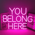 Enseigne néon LED USB 5 V You Belong Here — 40 × 30 cm