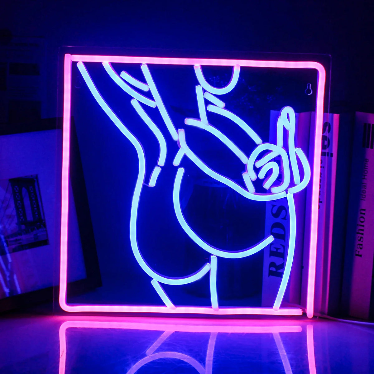 Enseigne néon LED USB 5 V Silhouette féminine — bleu rose
