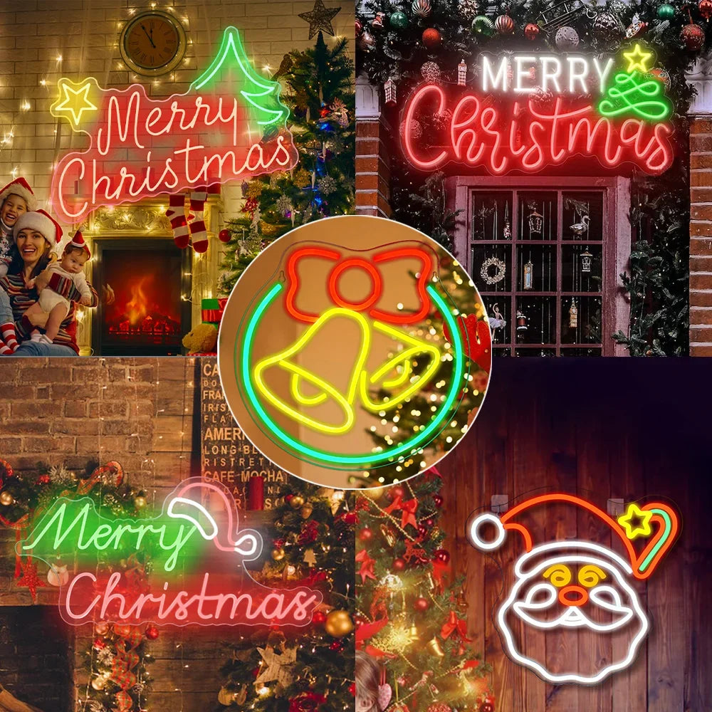 Enseigne néon LED USB 5 V Merry Christmas — choix de motifs