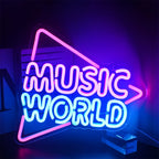 Enseigne néon LED USB 5 V Music World — 34 × 32 cm