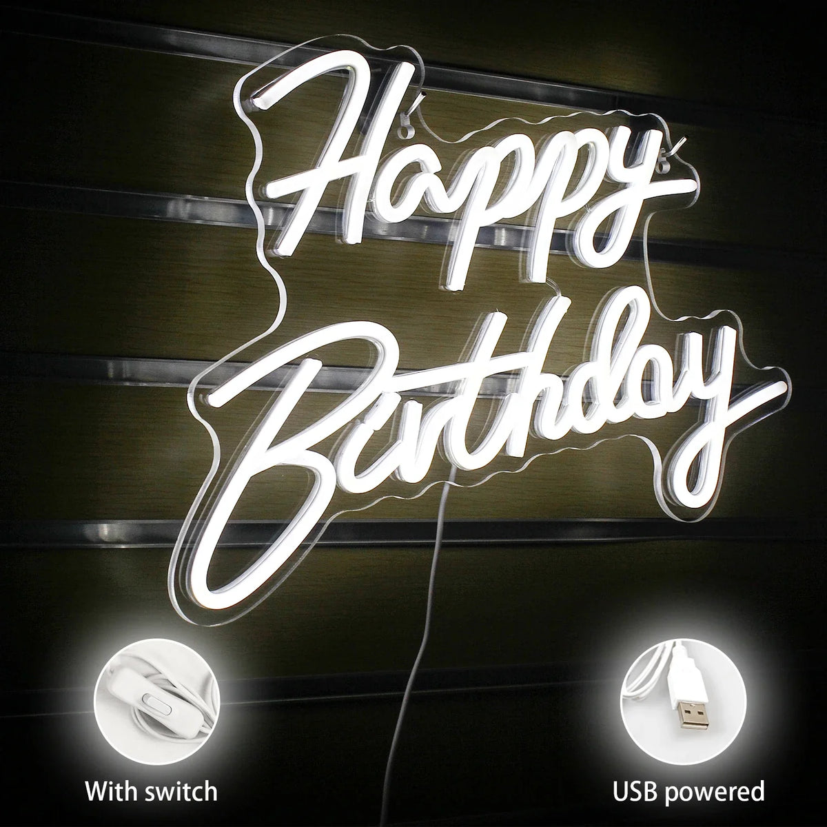 Happy Birthday 5V USB LED neon sign