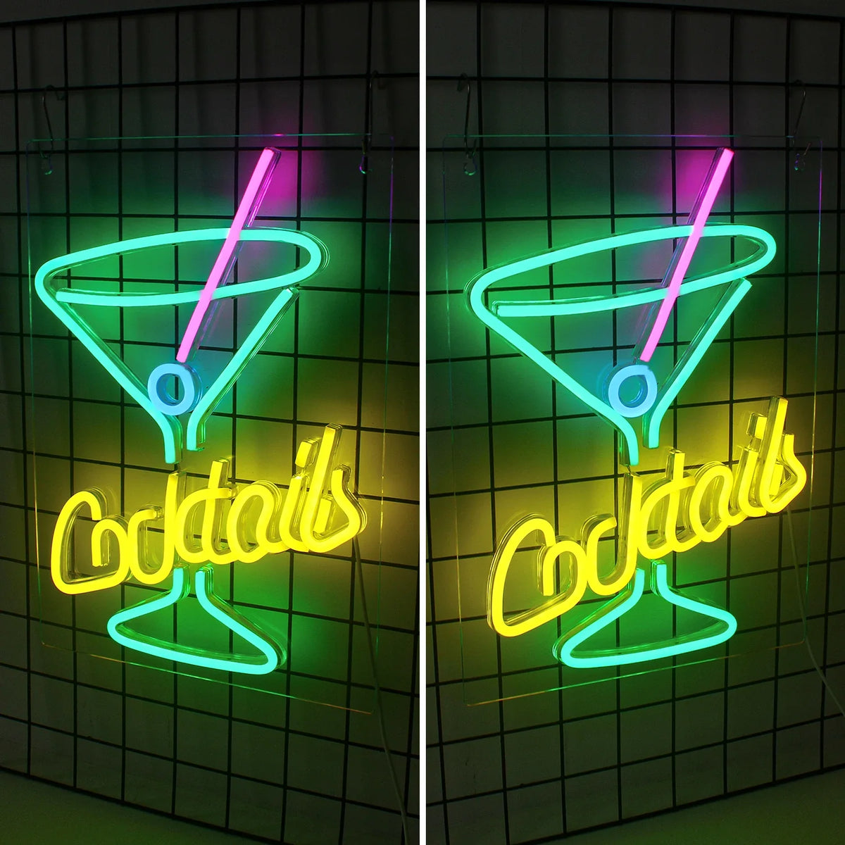 Green Cocktails 5V USB LED neon sign