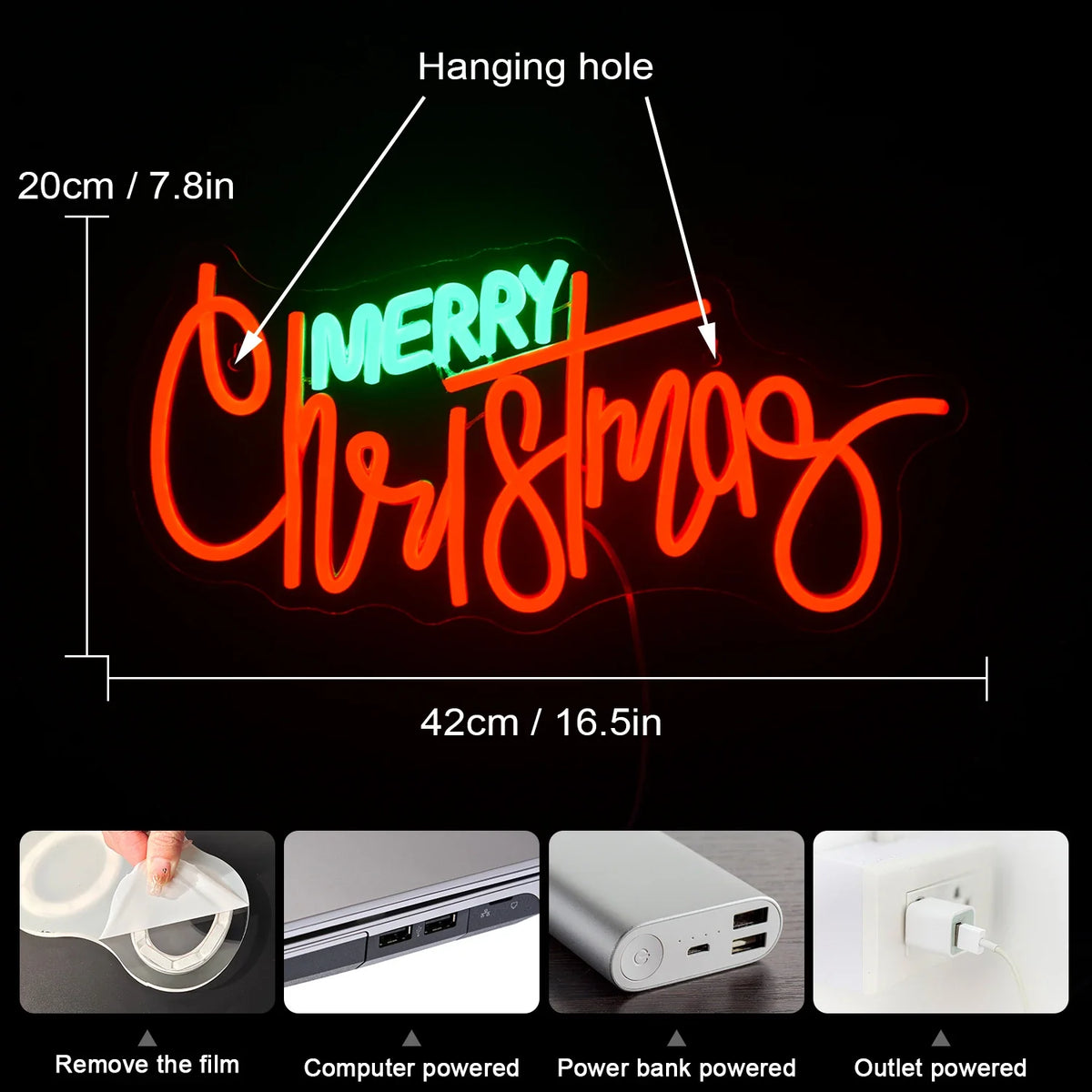 Merry Christmas 5V USB LED neon sign