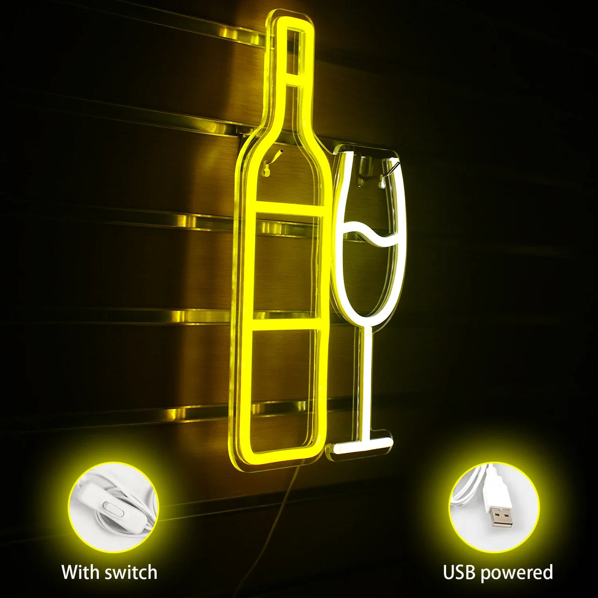 Champagne BAR 5V USB LED neon sign